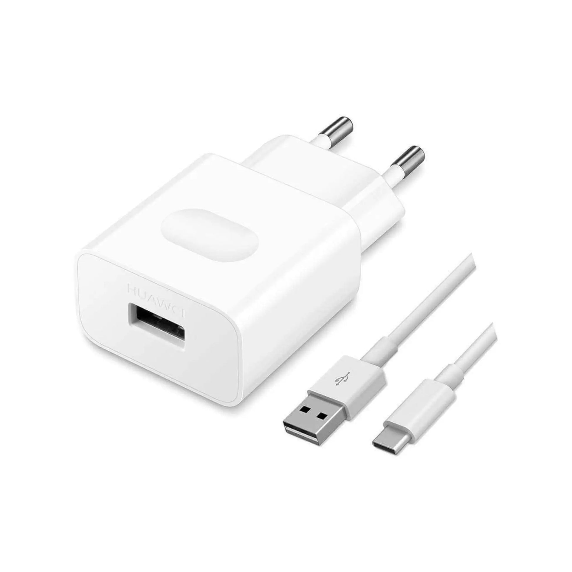 Das Bild zeigt das Huawei AP32 Ladegerät 18W inkl. Ladekabel USB-C in Weiß aus der Frontansicht.