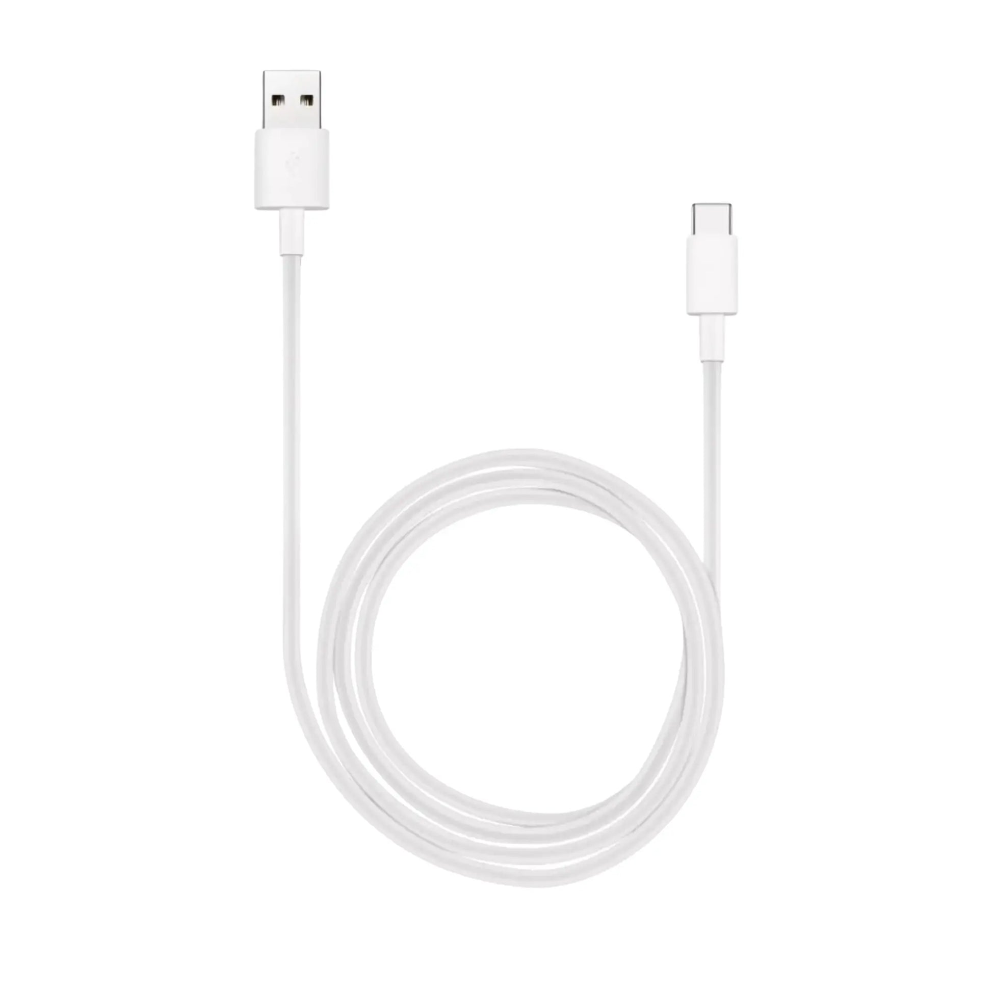 Huawei USB-C-Ladekabel in Weiß, geeignet zum schnellen Laden und Datensynchronisieren kompatibler Geräte. Das Bild zeigt das Ladekabel aus der Frontansicht.