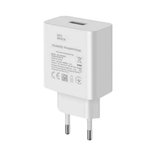 Das Bild zeigt das Huawei HW-100400E00 Ladegerät 40W in weiß aus der Schrägansicht. 
