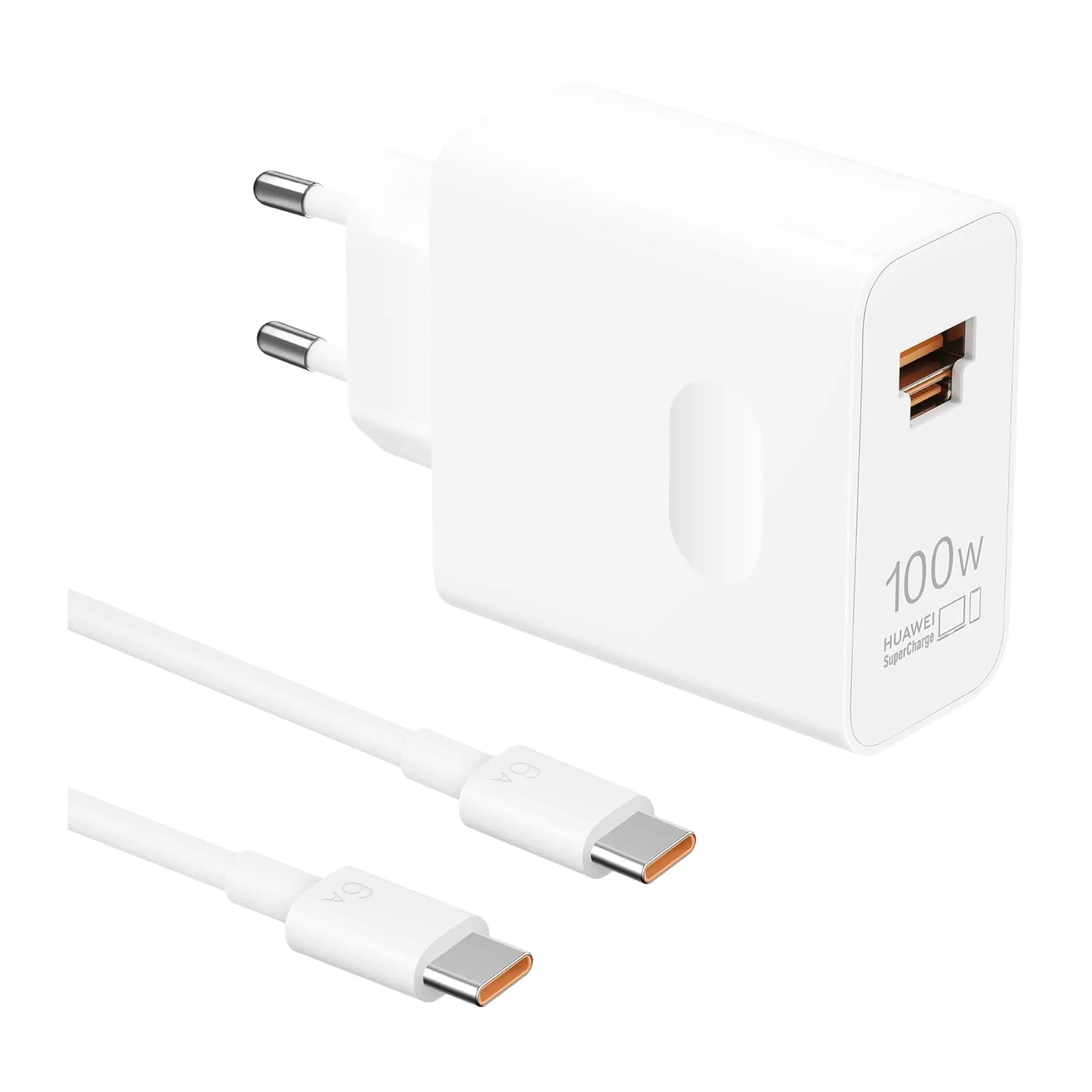Das Bild zeigt das Huawei Superpower Wall Charger Ladegerät 100W inklusive Ladekabel. 