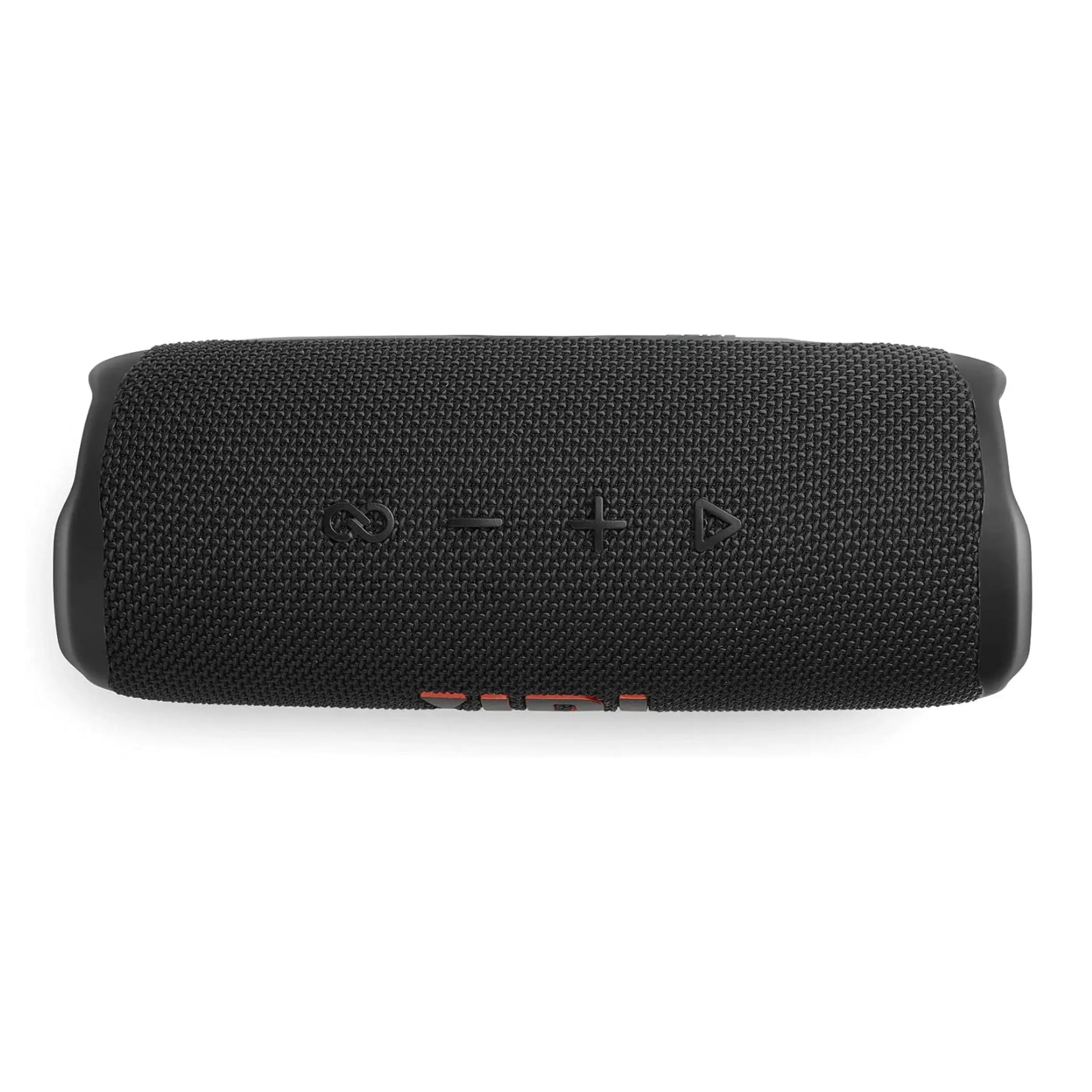 Das Bild zeigt den JBL Flip 6 Bluetooth Lautsprecher in Schwarz aus der Detailansicht.