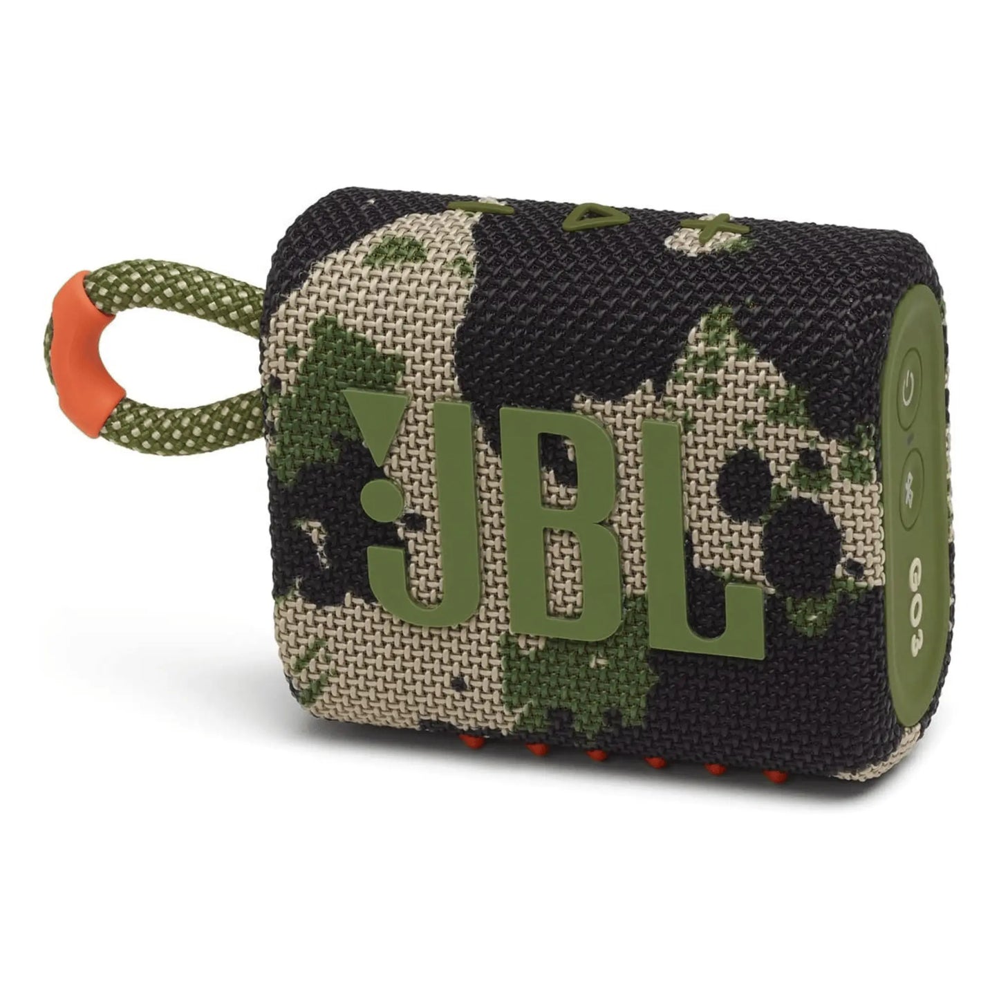 JBL Go 3 Bluetooth Lautsprecher in Camouflage für tragbaren Sound und kompaktes Design.