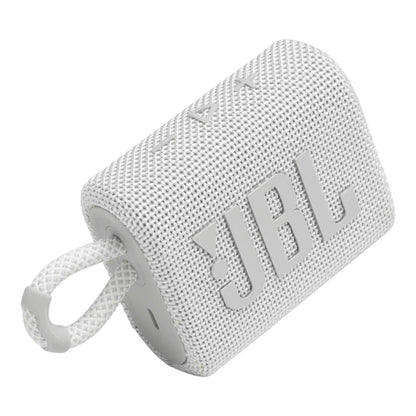 JBL Go 3 Bluetooth Lautsprecher in Grau für tragbaren Sound und kompaktes Design.