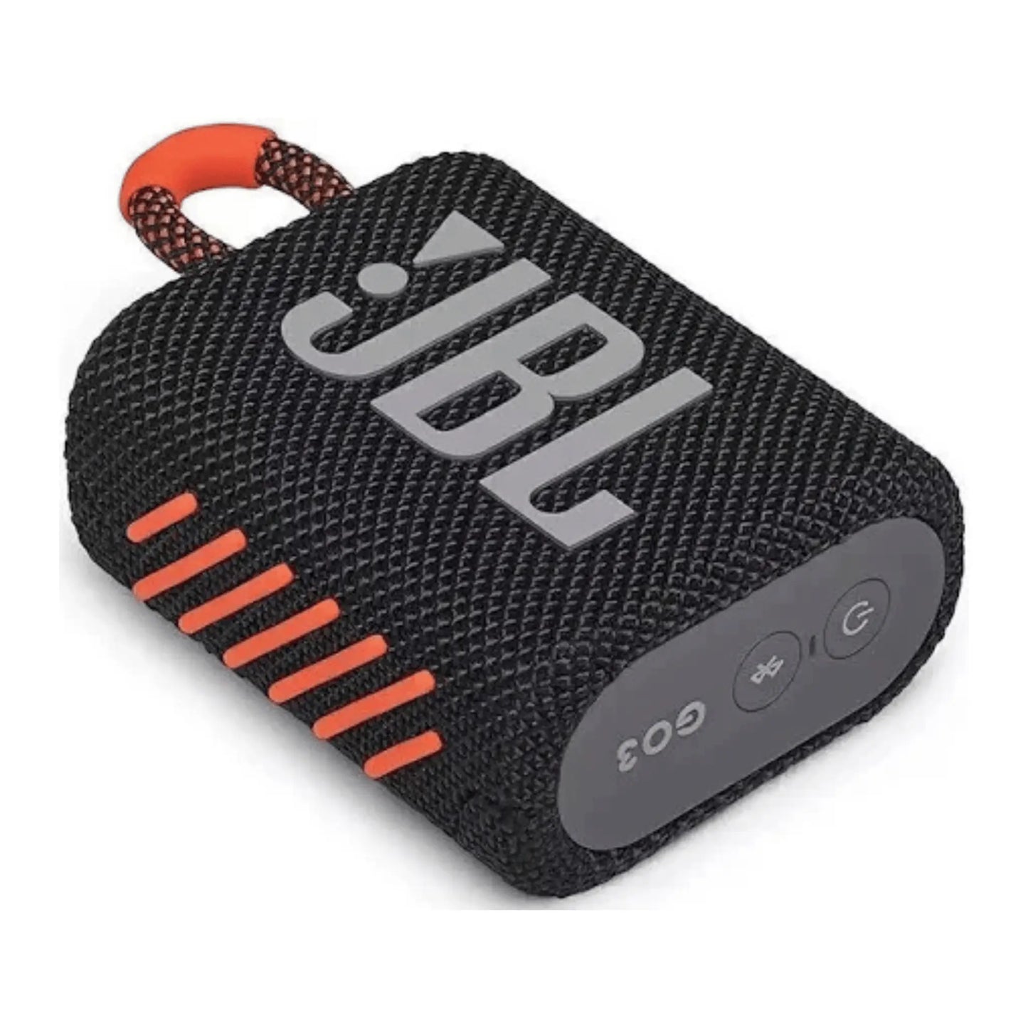 JBL Go 3 Bluetooth Lautsprecher in Schwarz/Orange für tragbaren Sound und kompaktes Design.