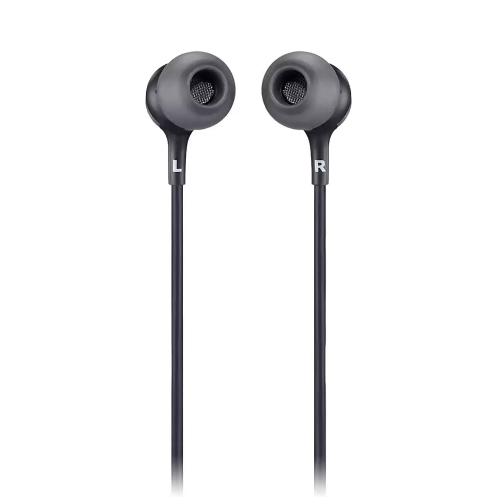 Das Bild zeigt die JBL Live 100 In-Ear-Kopfhörer in Schwarz.