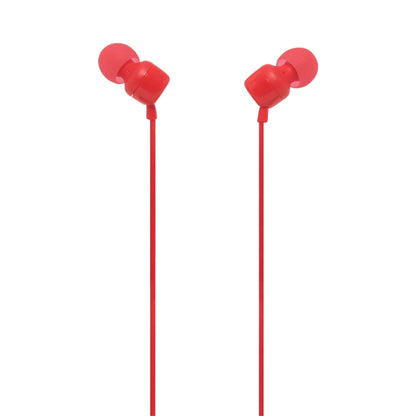 Das Bild zeigt die JBL Tune 110 In-Ear-Kopfhörer in Rot aus der Schrägansicht.
