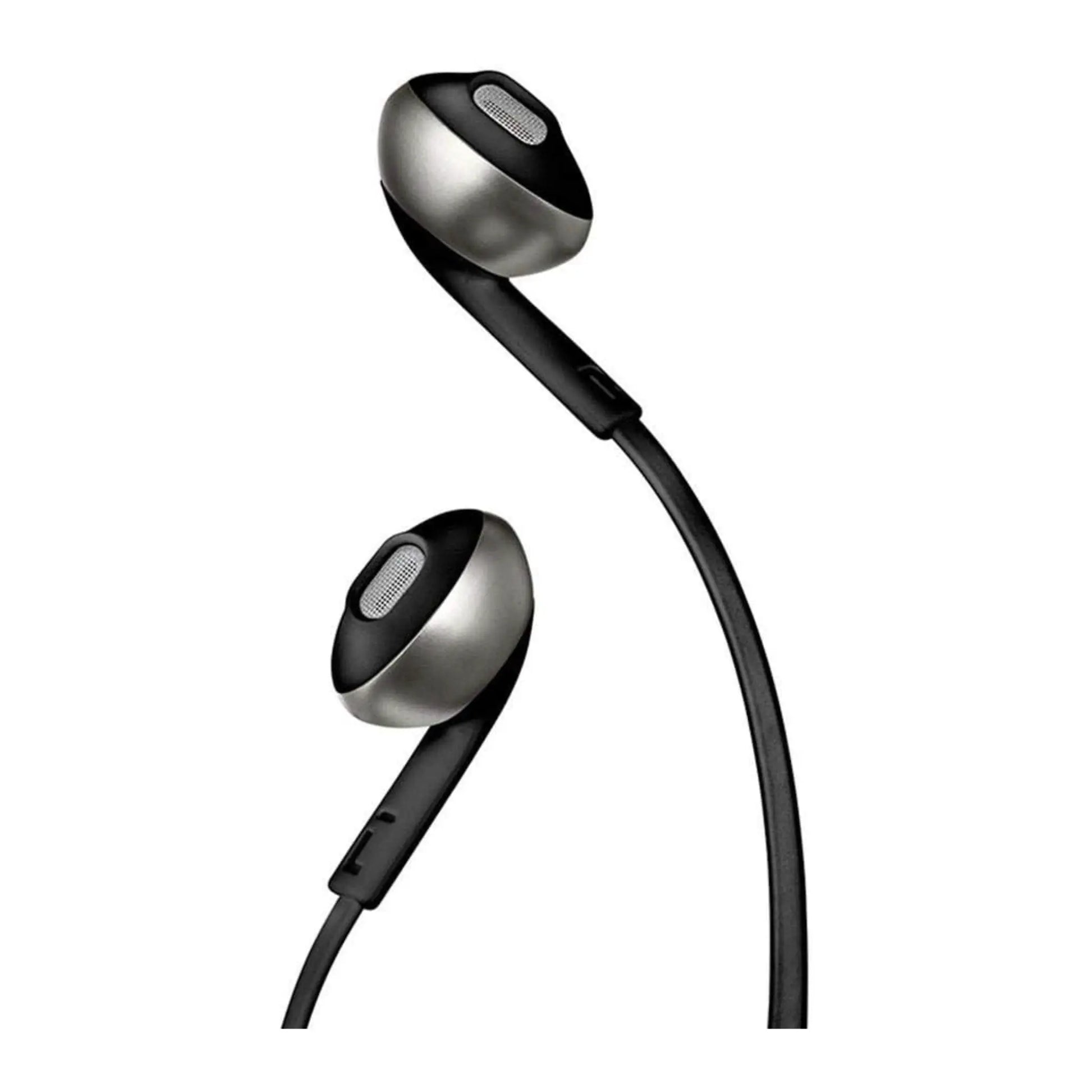 Das Bild zeigt die JBL Tune 205 In-Ear-Kopfhörer in Schwarz aus der Schrägansicht.