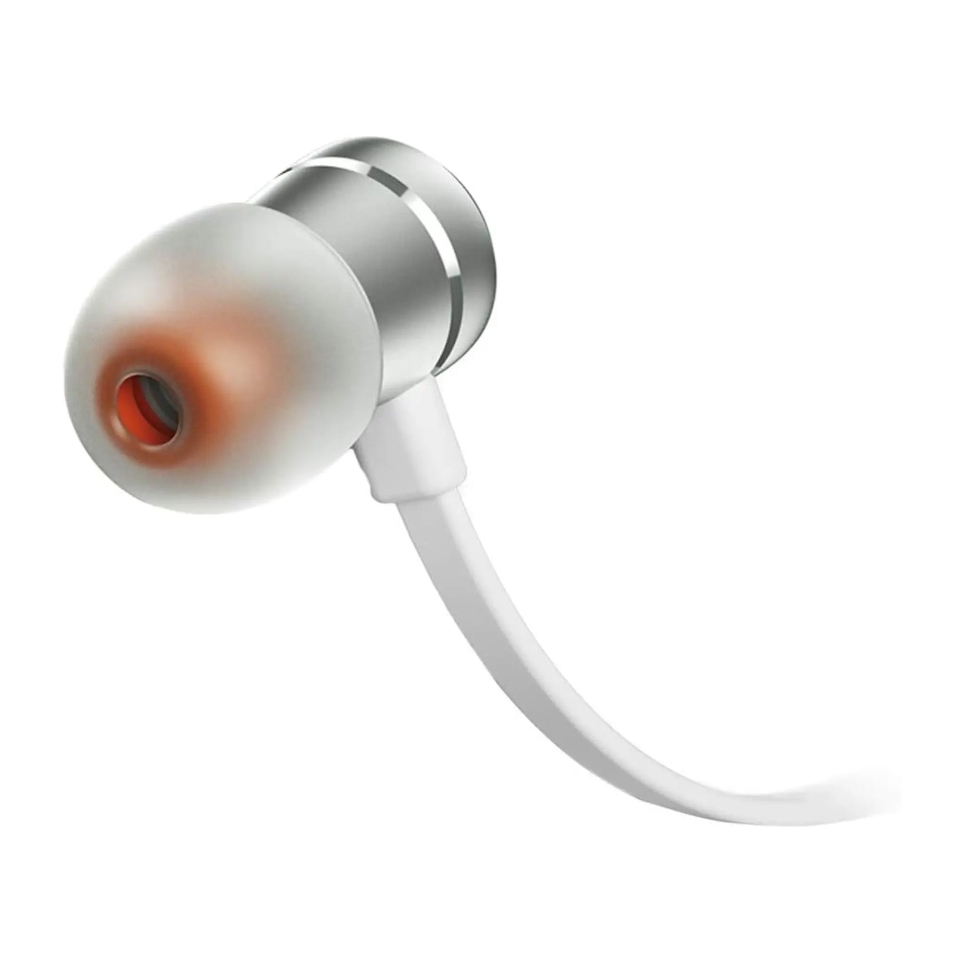 Das Bild zeigt die JBL Tune 290 In-Ear-Kopfhörer in Silber aus der Detailansicht.