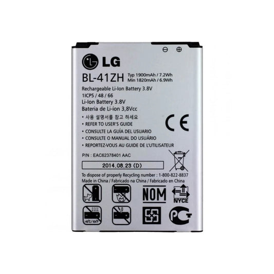 Auf diesem Produktbild wird der LG Akku BL-41ZH Li-Ion 3.8 Volt 1900 mAh abgebildet.