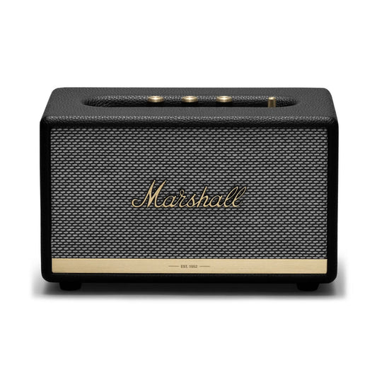 Marshall Action II Schwarz Bluetooth Lautsprecher für kraftvollen Sound und modernes Design.
