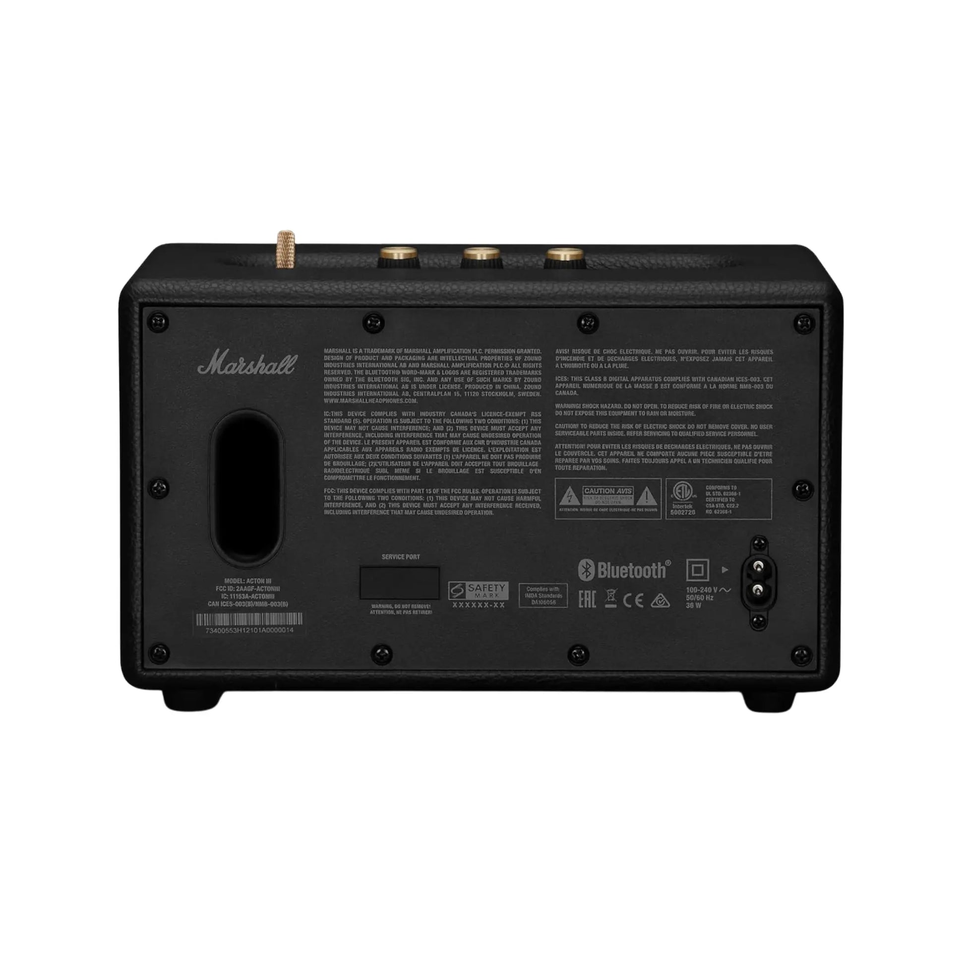 Das Bild zeigt den Marshall Acton III Bluetooth Lautsprecher in Schwarz.