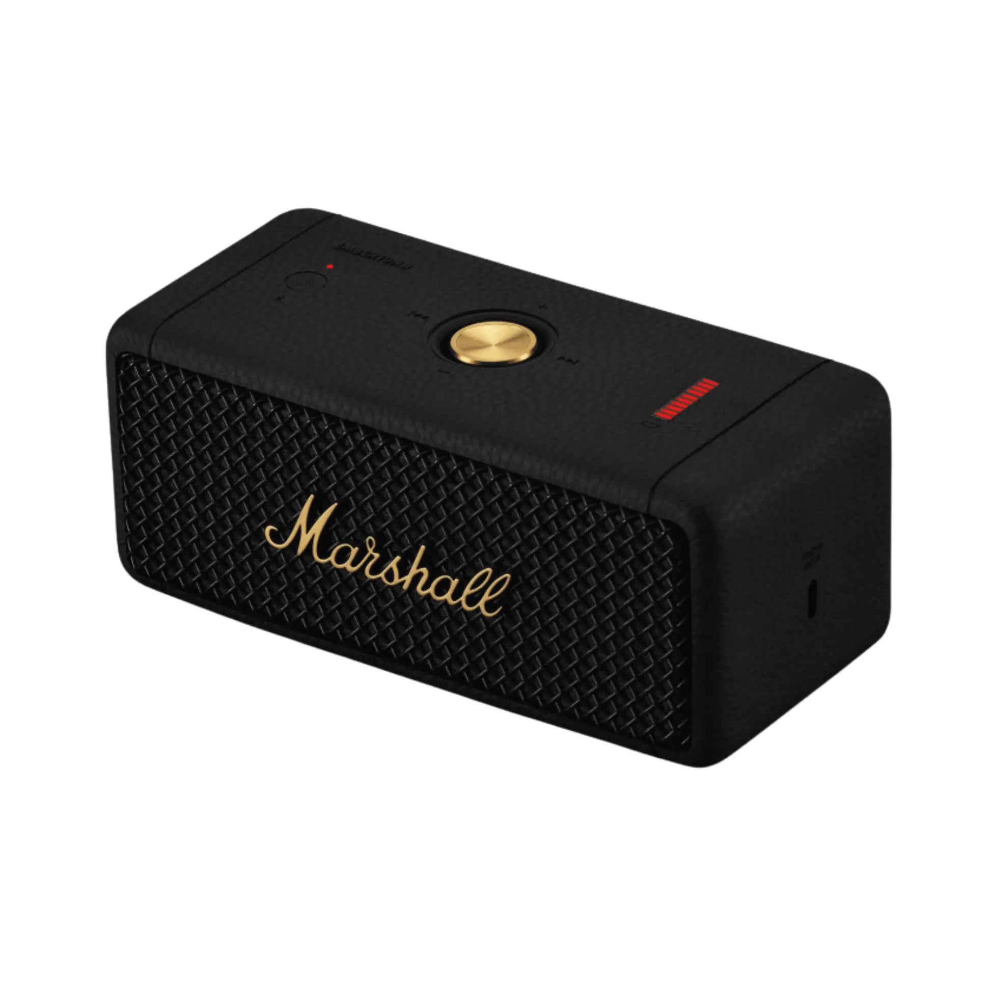 Das Bild zeigt den Marshall Emberton II Bluetooth Lautsprecher in der Schrägansicht.