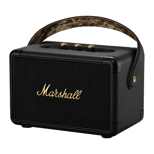 Marshall Kilburn II Schwarz Bluetooth Lautsprecher für kraftvollen Sound und portables Design.