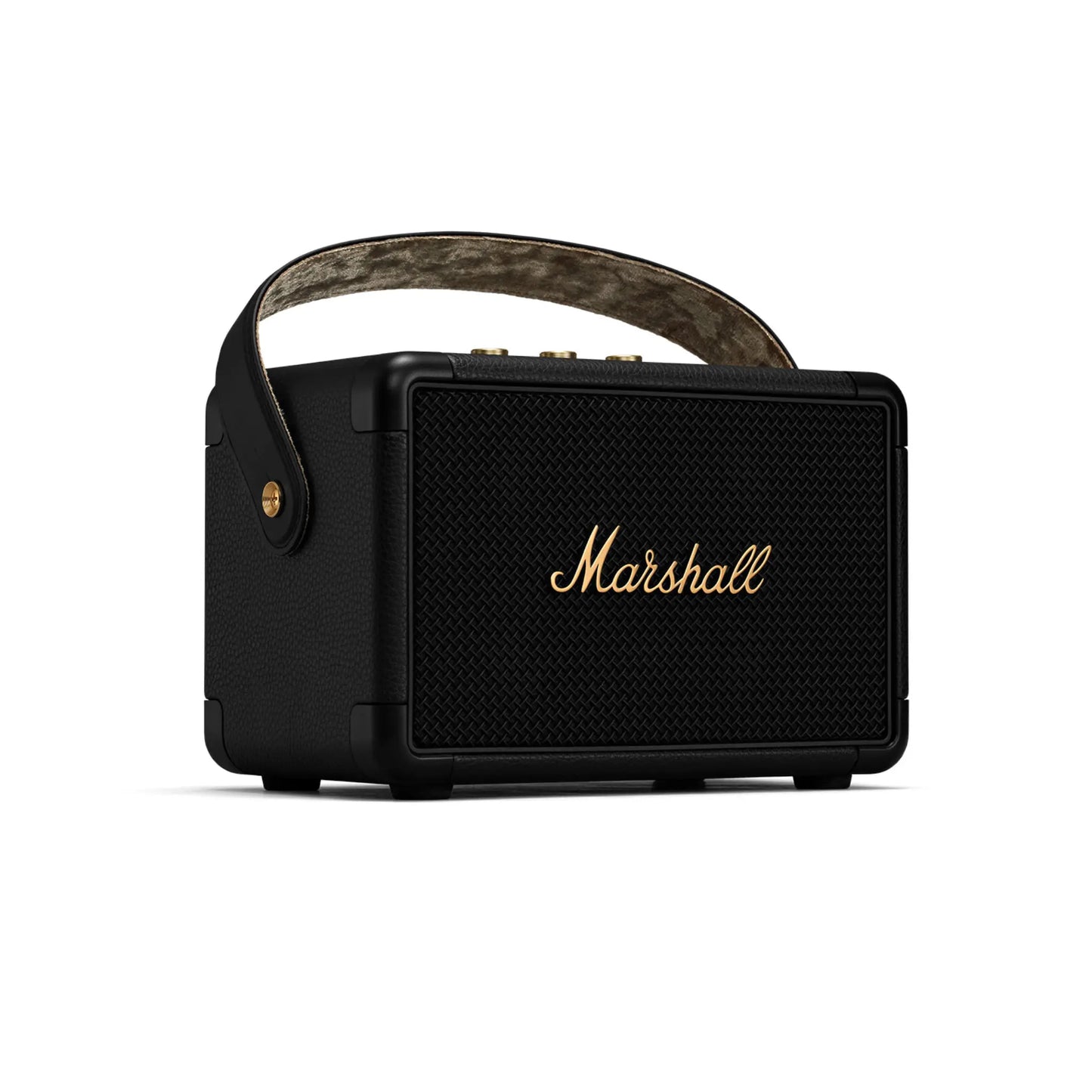Das Bild zeigt den Marshall Kilburn II Bluetooth Lautsprecher in Schwarz aus der Schrägansicht.
