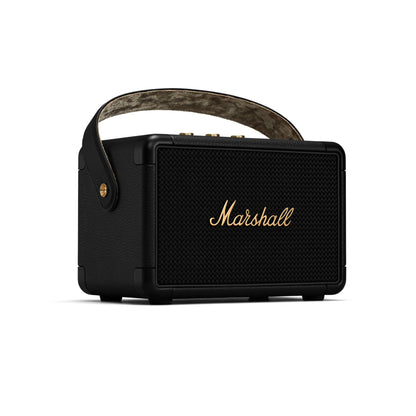 Das Bild zeigt den Marshall Kilburn II Bluetooth Lautsprecher in Schwarz aus der Schrägansicht.