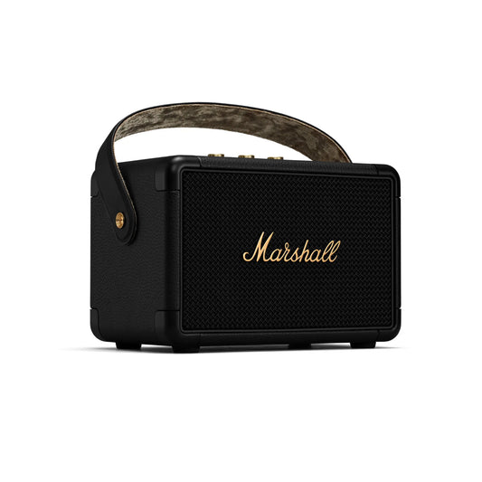 Das Bild zeigt den Marshall Kilburn II Bluetooth Lautsprecher in Schwarz aus der Schrägansicht.