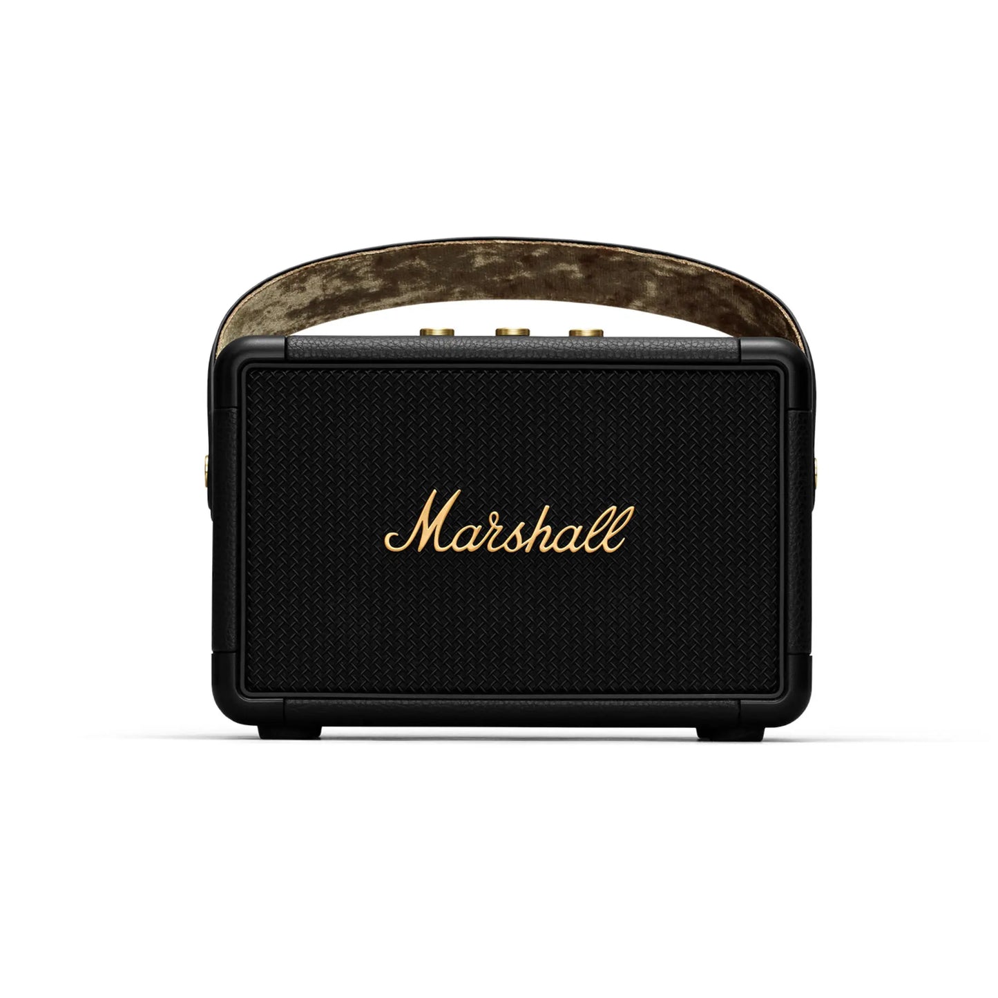 Das Bild zeigt den Marshall Kilburn II Bluetooth Lautsprecher in Schwarz aus der Frontansicht.