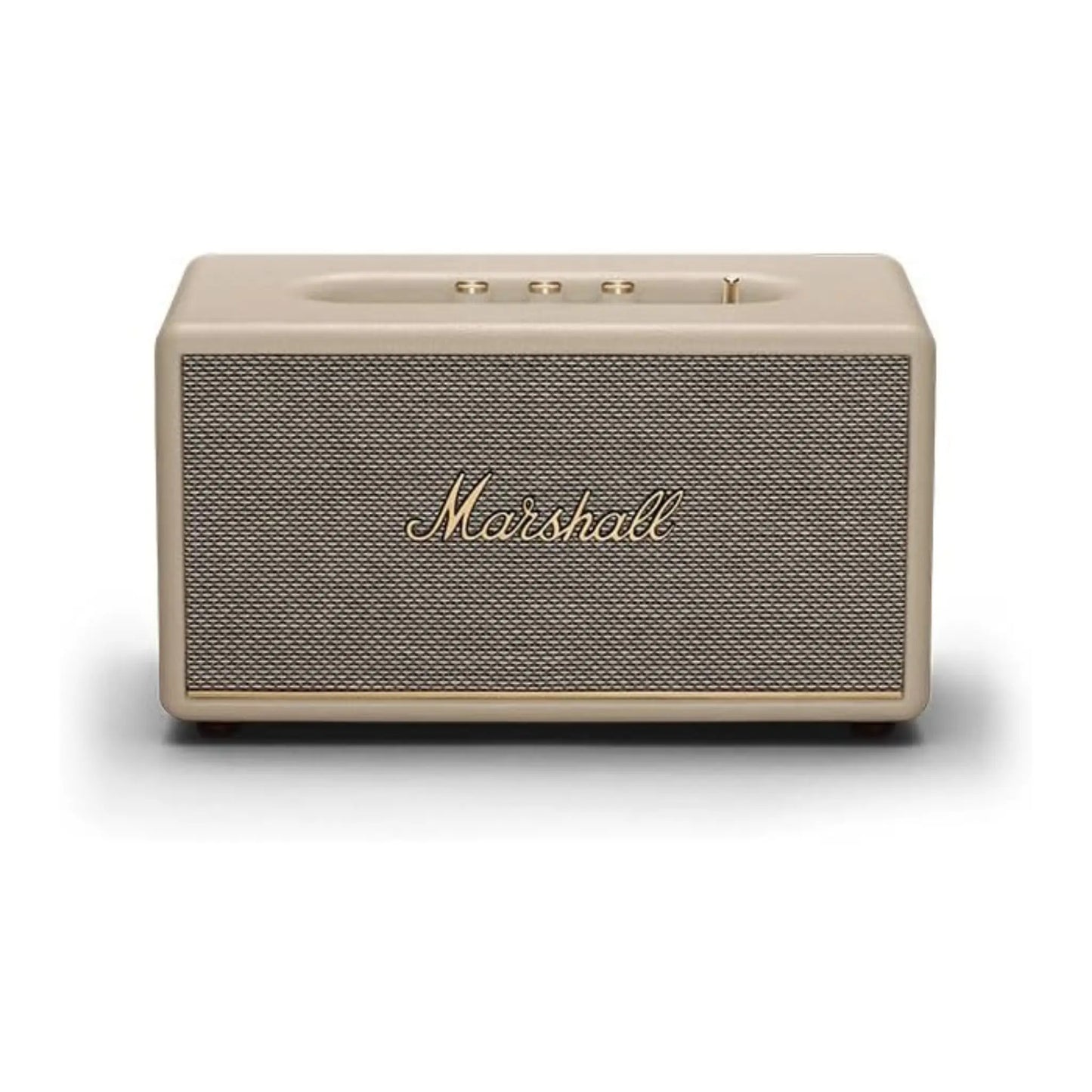 Das Bild zeigt den Marshall Stanmore III Bluetooth Lautsprecher in Creme aus der Frontansicht.