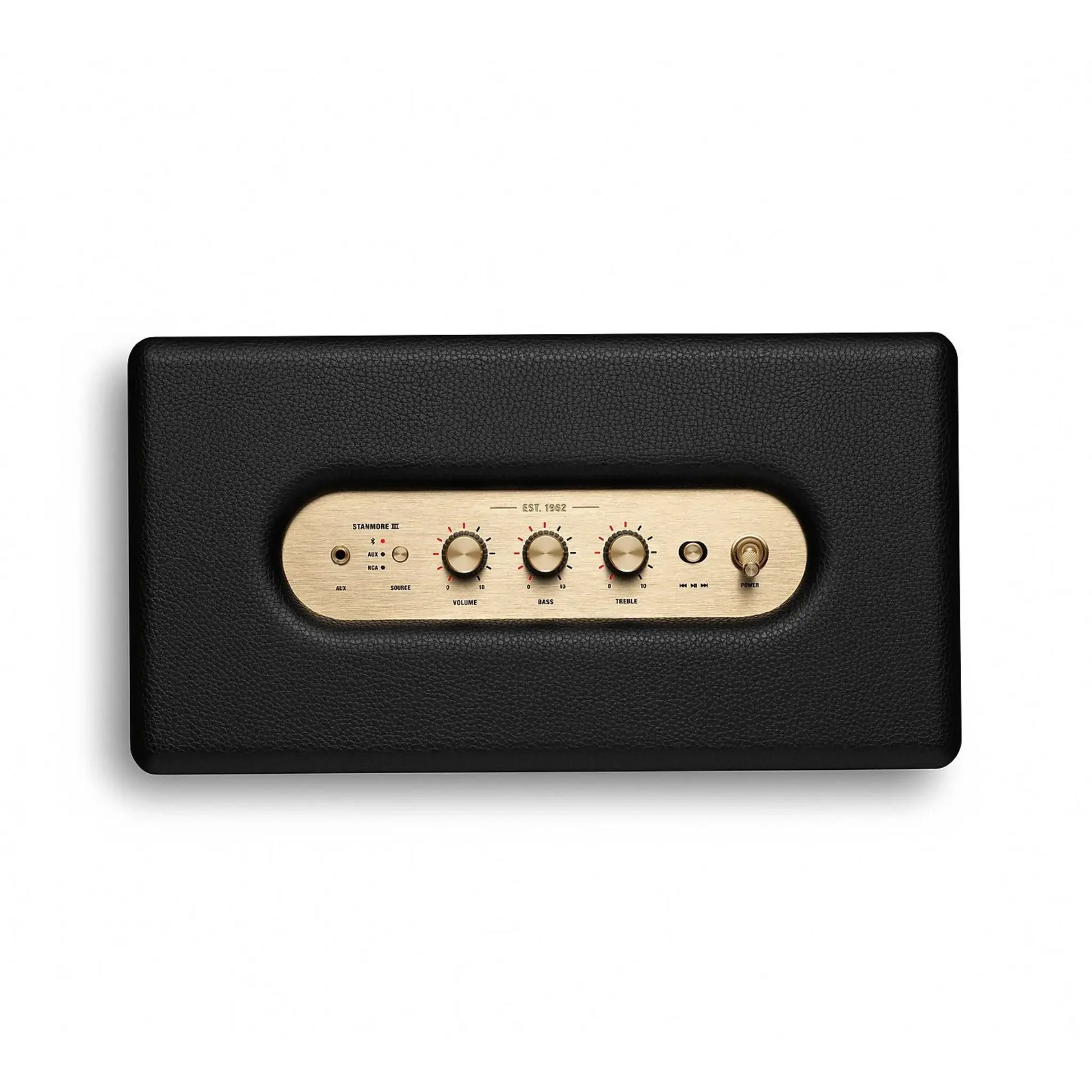 Das Bild zeigt den Marshall Stanmore III Bluetooth Lautsprecher in Schwarz aus der Vogelperspektive.