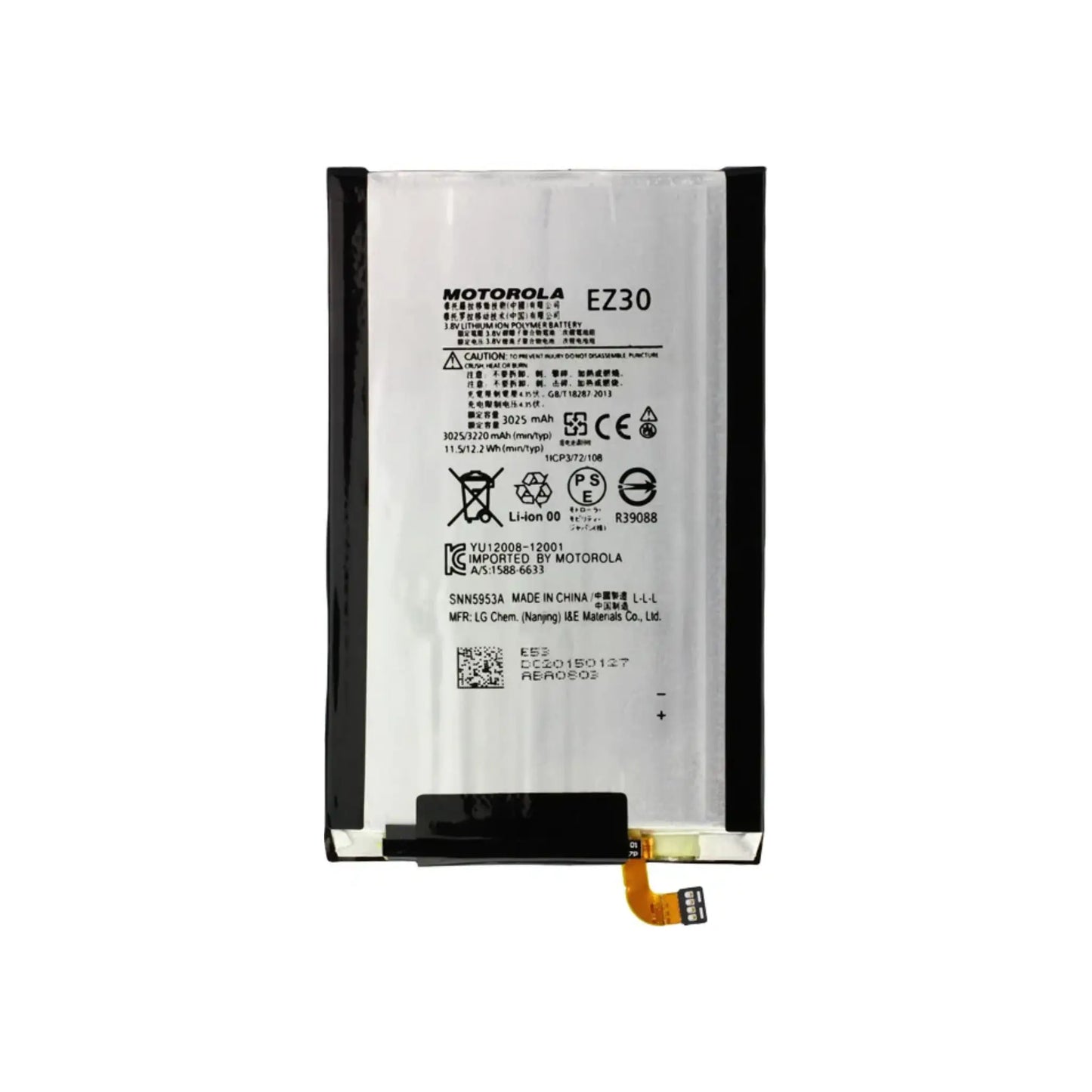 Auf diesem Produktbild wird der Motorola Akku EZ30 Li-Ion 3.8 Volt 3025 mAh abgebildet.