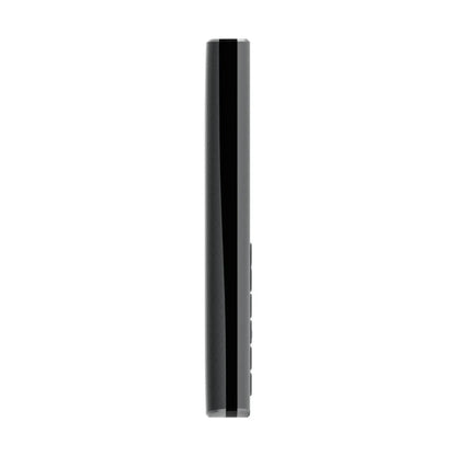 Das Bild zeigt das Nokia 105 4G (2. Edition) Handy in Schwarz aus der Seitenansicht.