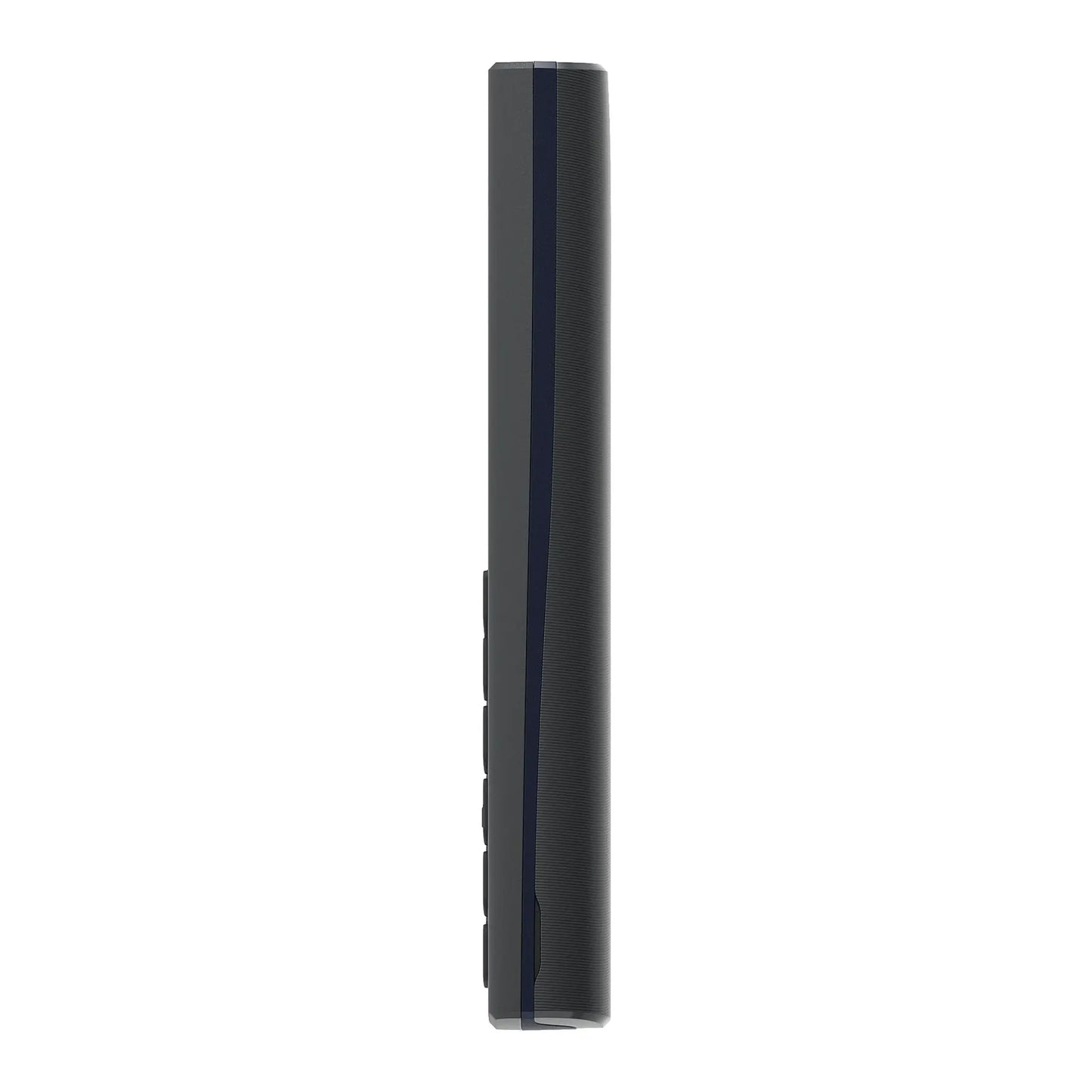 Das Bild zeigt das Nokia 105 Dual SIM (2023) Handy in Schwarz aus der Seitenansicht.