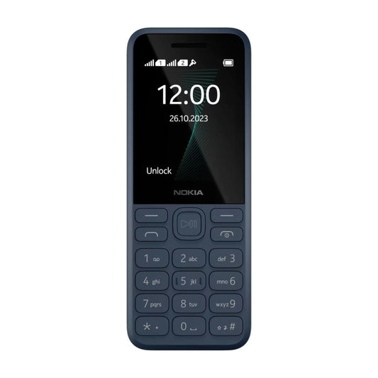 Das Bild zeigt das Nokia 130 2G (2023) Handy in Blau aus der Frontansicht.