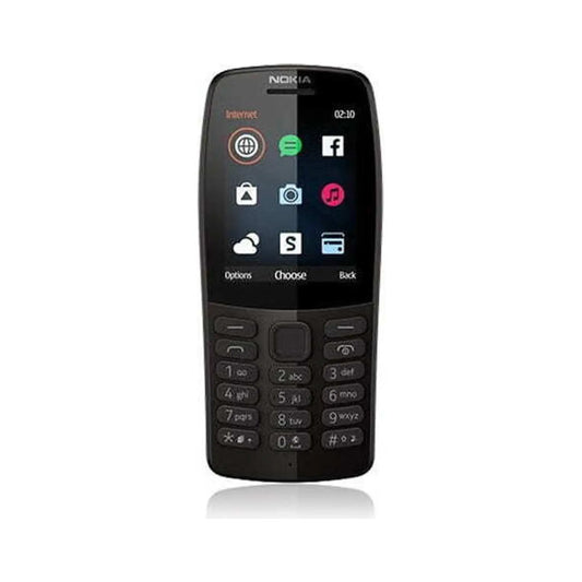 Das Bild zeigt das Nokia 210 (2019) 2G Handy in Schwarz aus der Frontansicht.