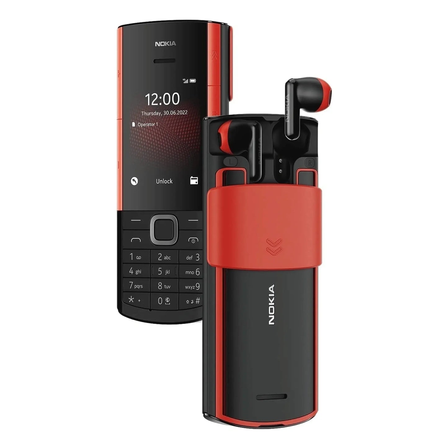 Nokia 5710 (2022) Handy in Schwarz/Rot.