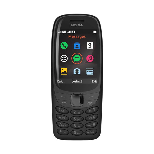 Das Bild zeigt das Nokia 6310 2G (2021) Handy in Schwarz aus der Frontansicht.