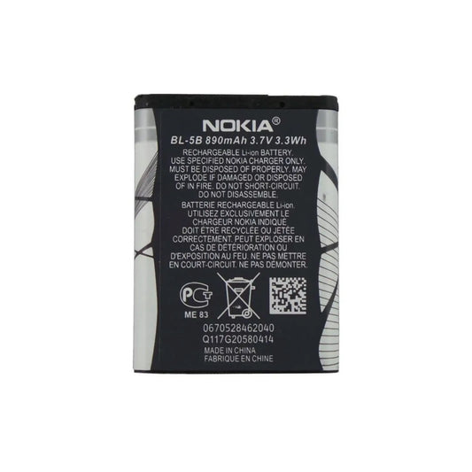 Auf diesem Produktbild wird der Nokia Akku BL-5B Li-Ion 3.7 Volt 890 mAh abgebildet.