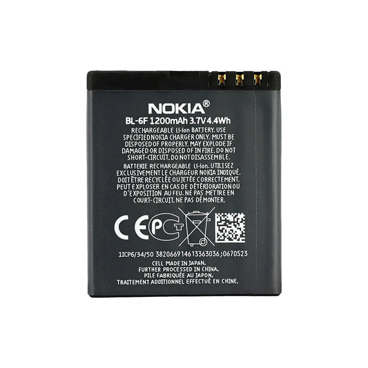 Auf diesem Produktbild wird der Nokia Akku BL-6F Li-Ion 3.7 Volt 1200 mAh abgebildet.