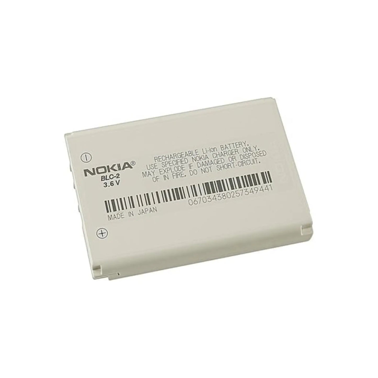 Auf diesem Produktbild wird der Nokia Akku BLC-2 Li-ion 3.6 Volt 1000 mAh abgebildet.
