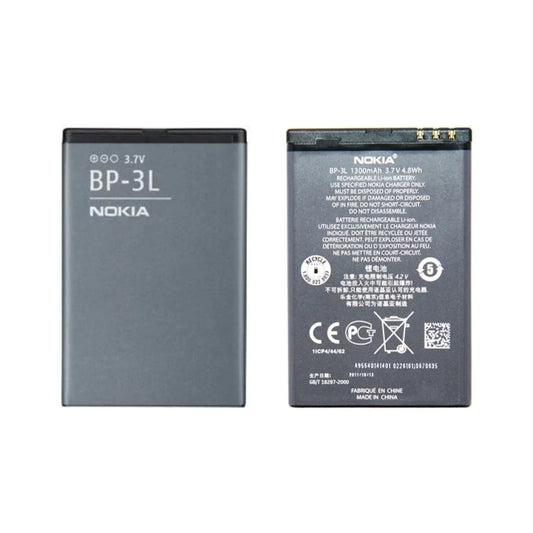 Auf diesem Produktbild wird der Nokia Akku BP-3L Li-Ion 3.7 Volt 1300 mAh abgebildet.