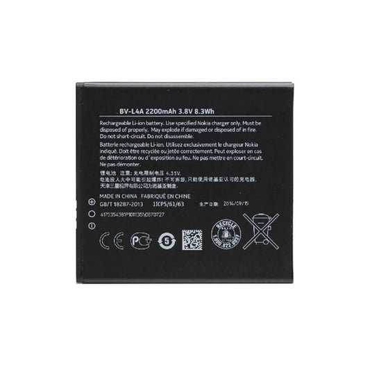 Auf diesem Produktbild wird der Nokia Akku BV-L4A Li-Ion 3.8 Volt 2200 mAh abgebildet.