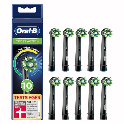 Oral-B CrossAction Aufsteckbürsten 10er Set in Schwarz.
