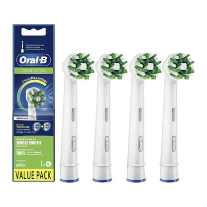 Oral-B CrossAction Aufsteckbürsten 4er Set in Weiß.