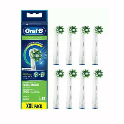 Oral-B CrossAction Aufsteckbürsten 8er Set in Weiß.