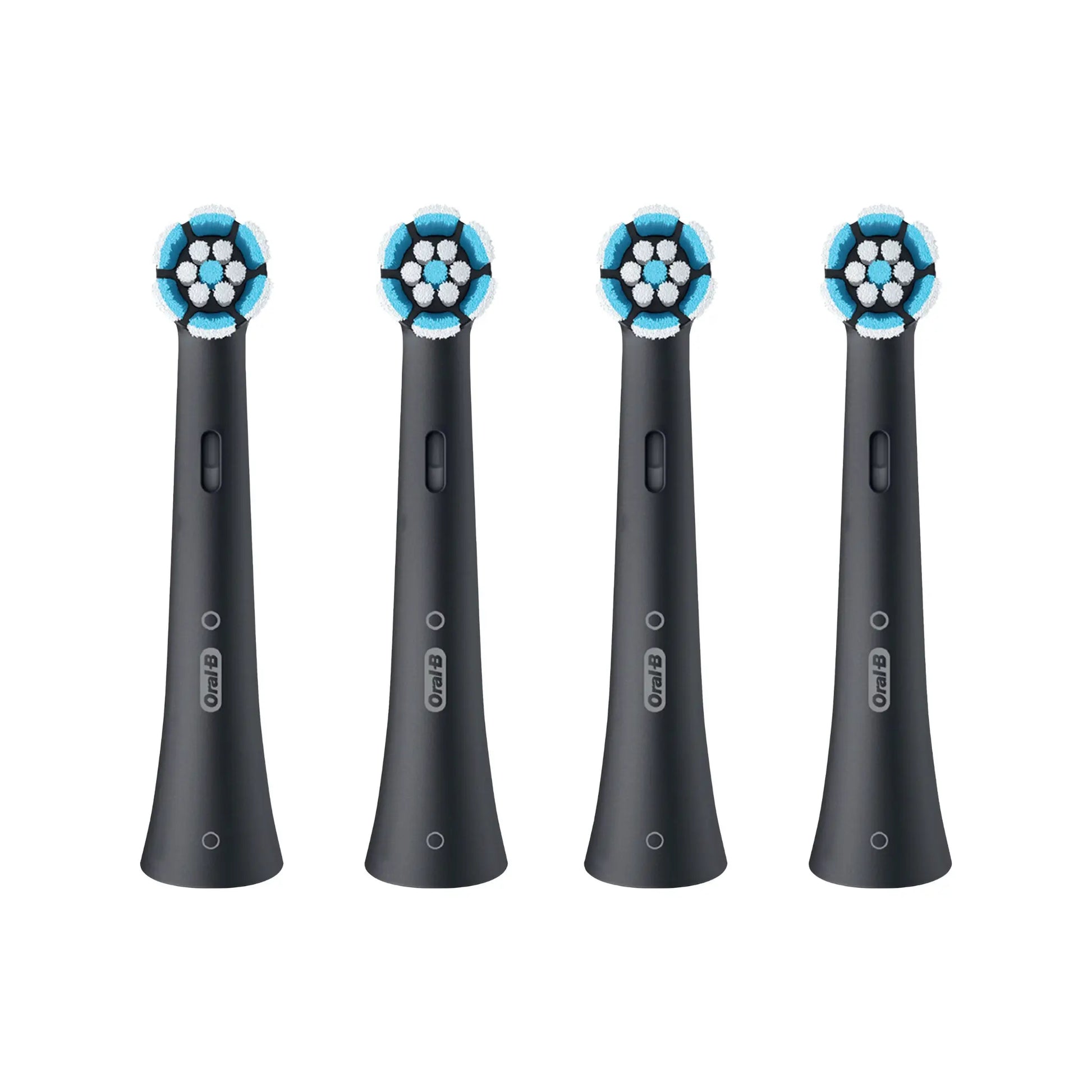 Oral-B Gentle Care Aufsteckbürsten 4er Set in Schwarz aus der Frontansicht.