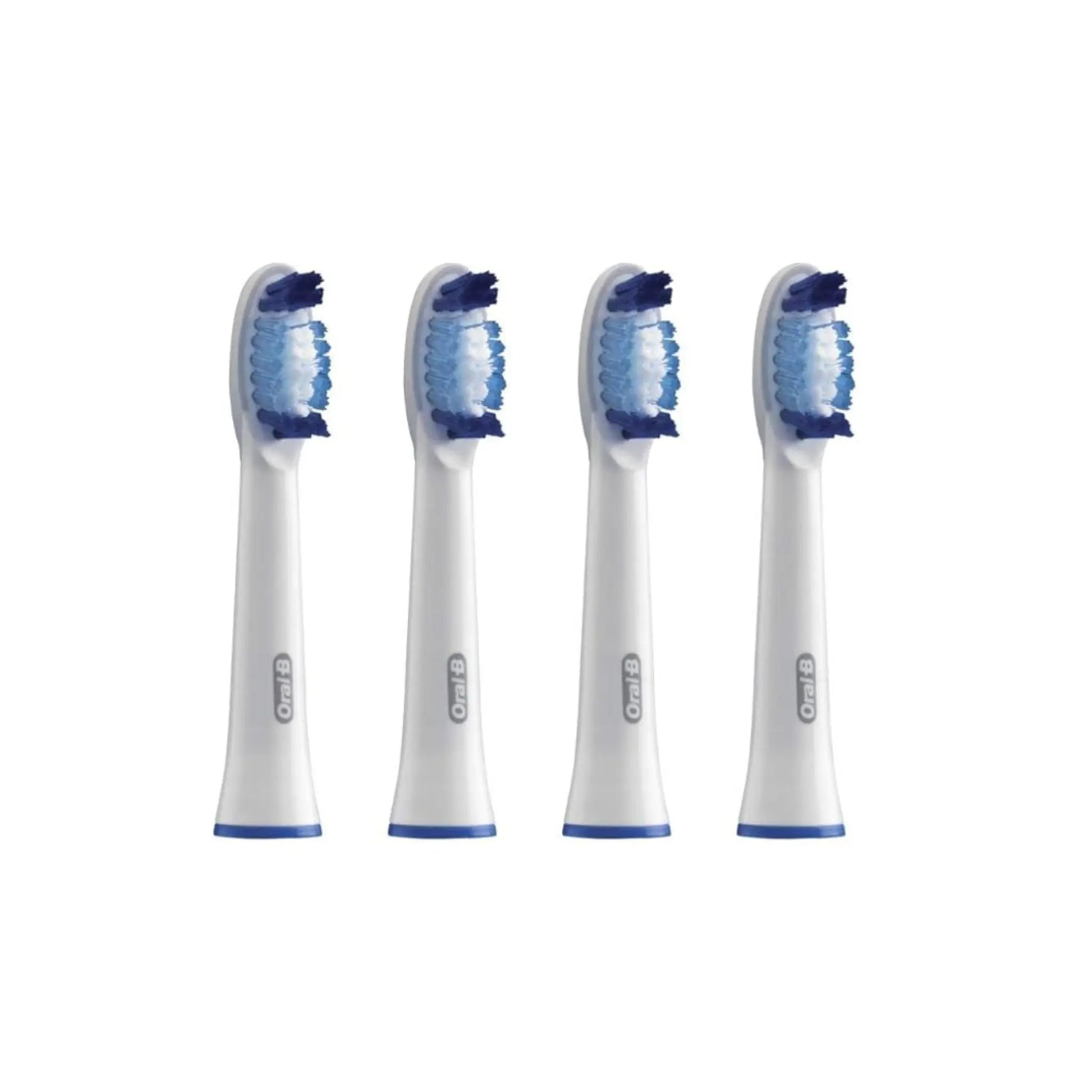 Das Bild zeigt die Oral-B Pulsonic Aufsteckbürsten im 4er Set aus der Schrägansicht.