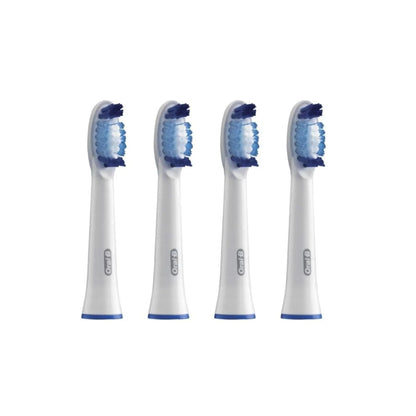 Das Bild zeigt die Oral-B Pulsonic Aufsteckbürsten im 4er Set aus der Schrägansicht.
