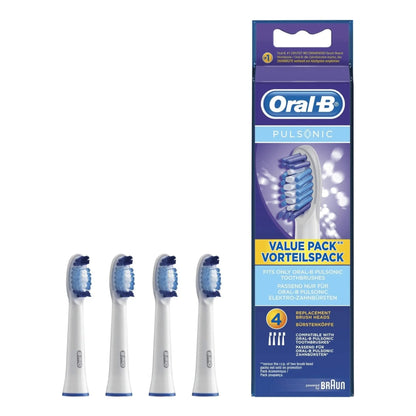 Oral-B Pulsonic Aufsteckbürsten 4er Set in Weiß.