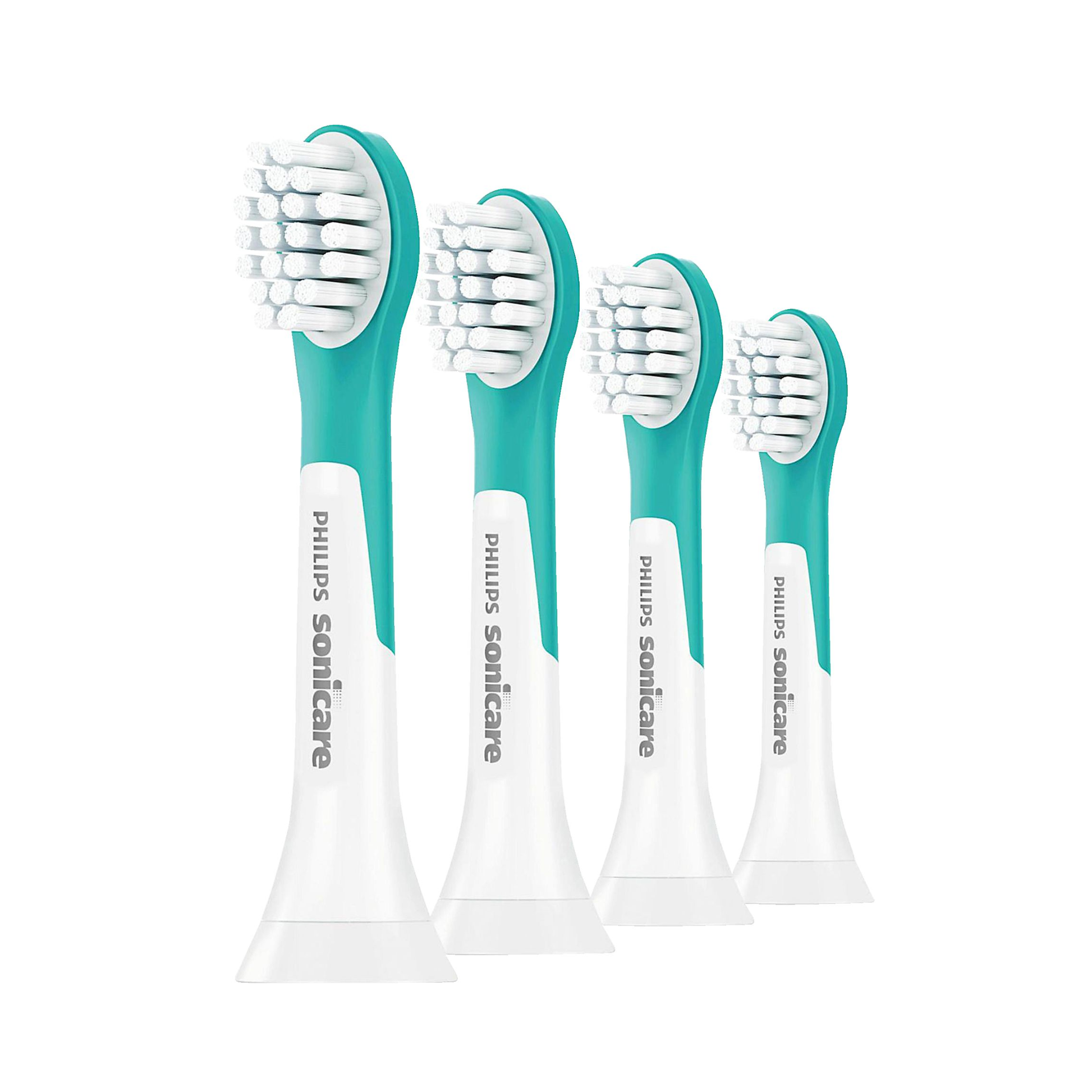 Das Bild zeigt die Philips HX6034/33 Kids ab 3 Jahren Aufsteckbürsten aus der Frontansicht. 