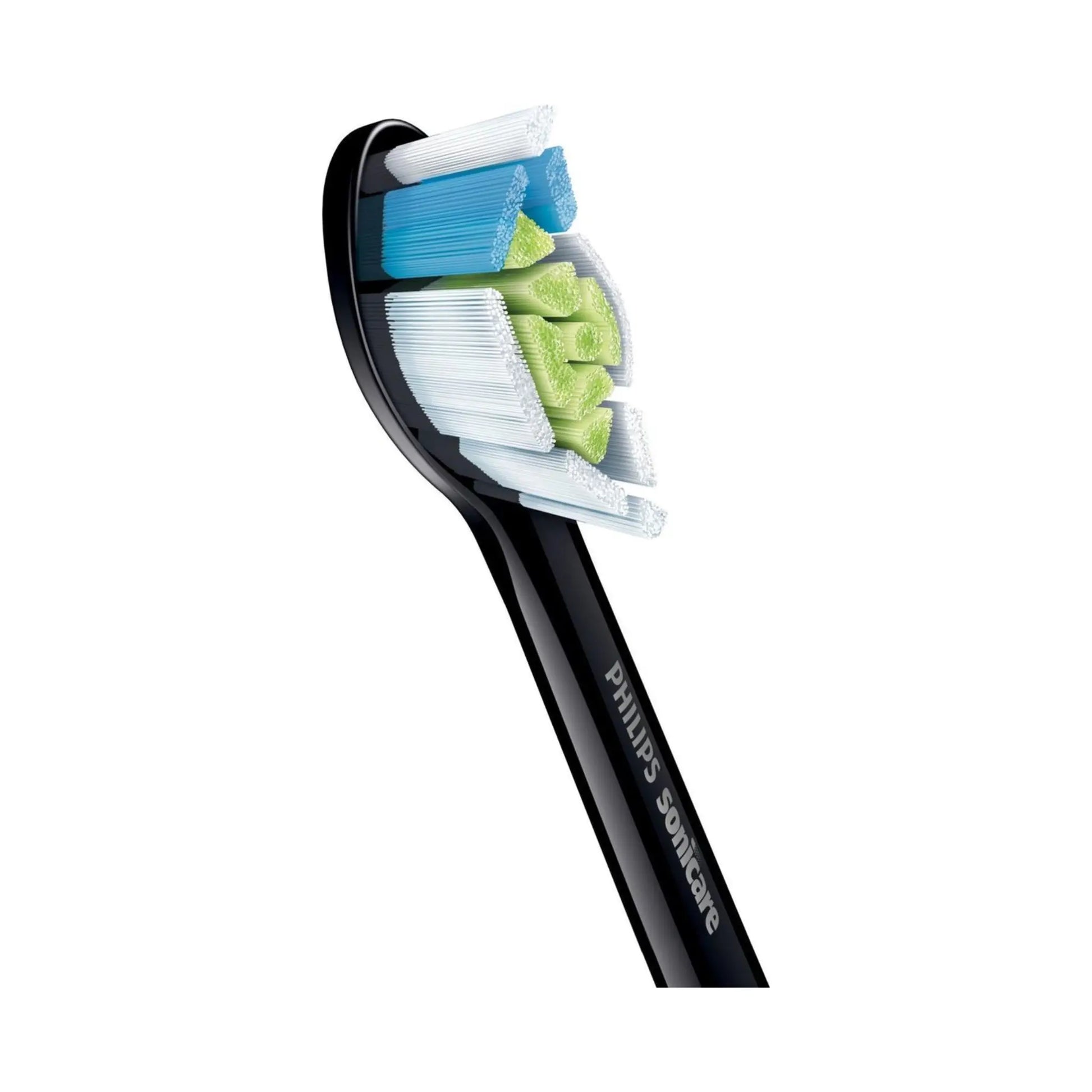 Das Bild zeigt die Philips Sonicare W2 Optimal White Aufsteckbürste in Schwarz aus der Detailansicht.