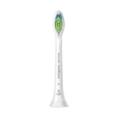 Das Bild zeigt die Philips Sonicare W2 Optimal White Aufsteckbürste in Weiß aus der Frontansicht.