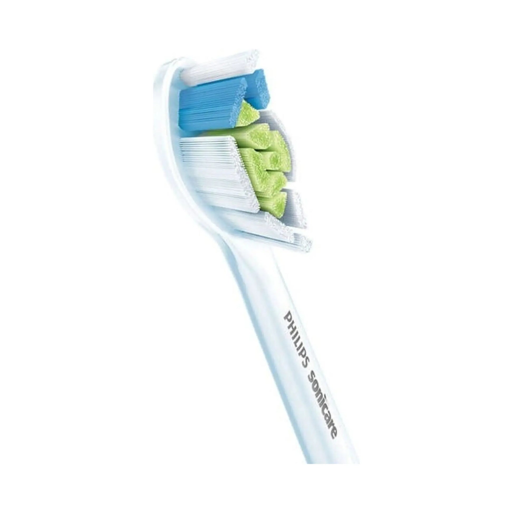 Das Bild zeigt die Philips Sonicare W2 Optimal White Aufsteckbürste in Weiß aus der Schrägansicht.
