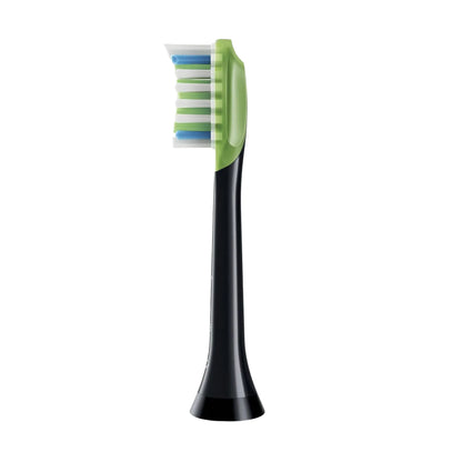Das Bild zeigt die Philips Sonicare W3 Premium White Aufsteckbürsten in Schwarz aus der Seitenansicht.