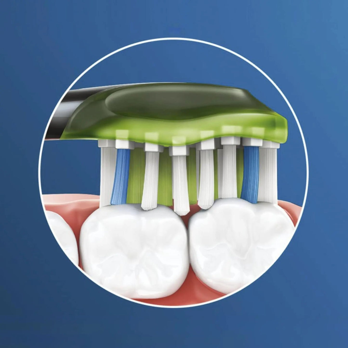 Das Bild zeigt die Philips Sonicare W3 Premium White Aufsteckbürste beim Reinigen der Zähne.