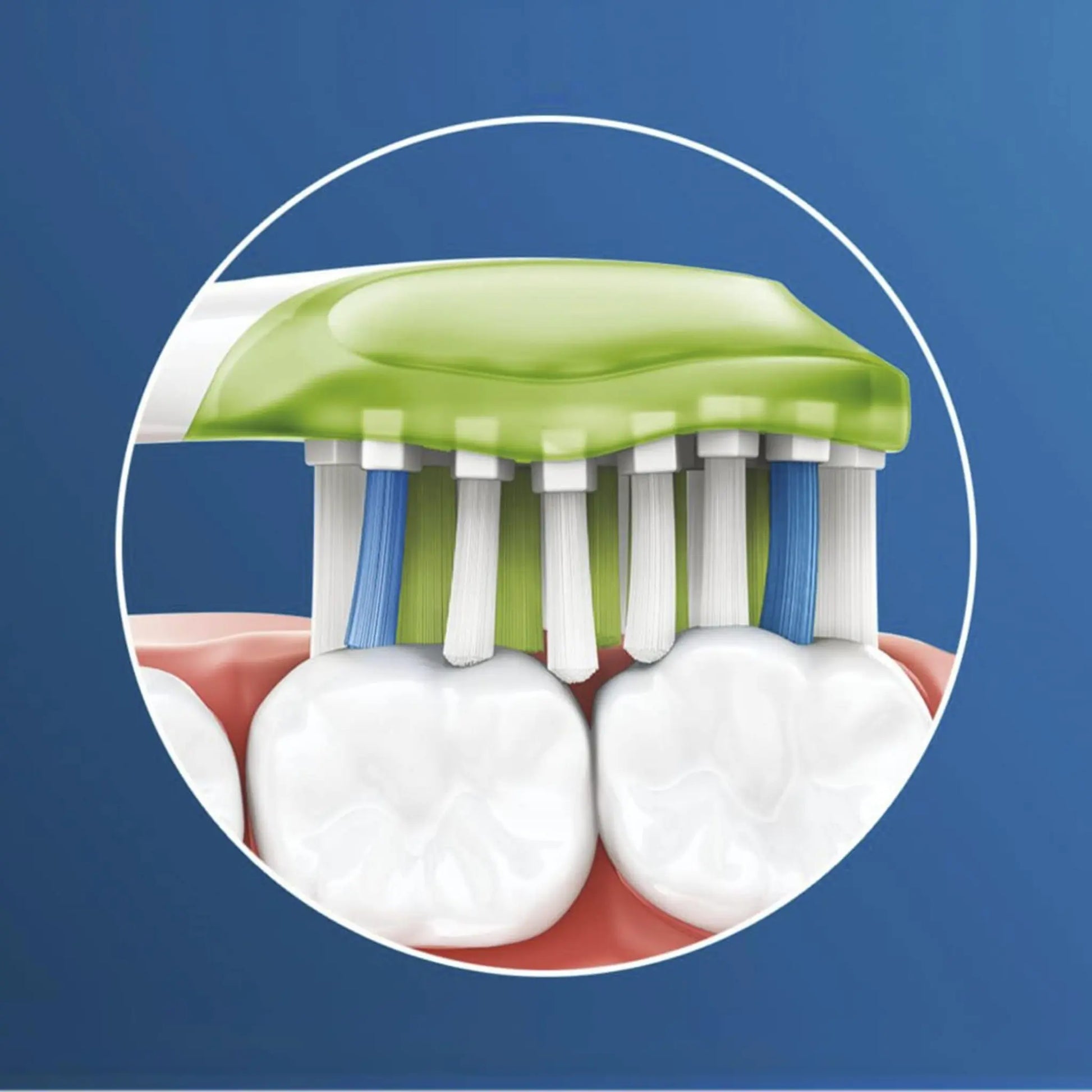 Das Bild zeigt die Philips Sonicare W3 Premium White Aufsteckbürste beim Reinigen der Zähne.