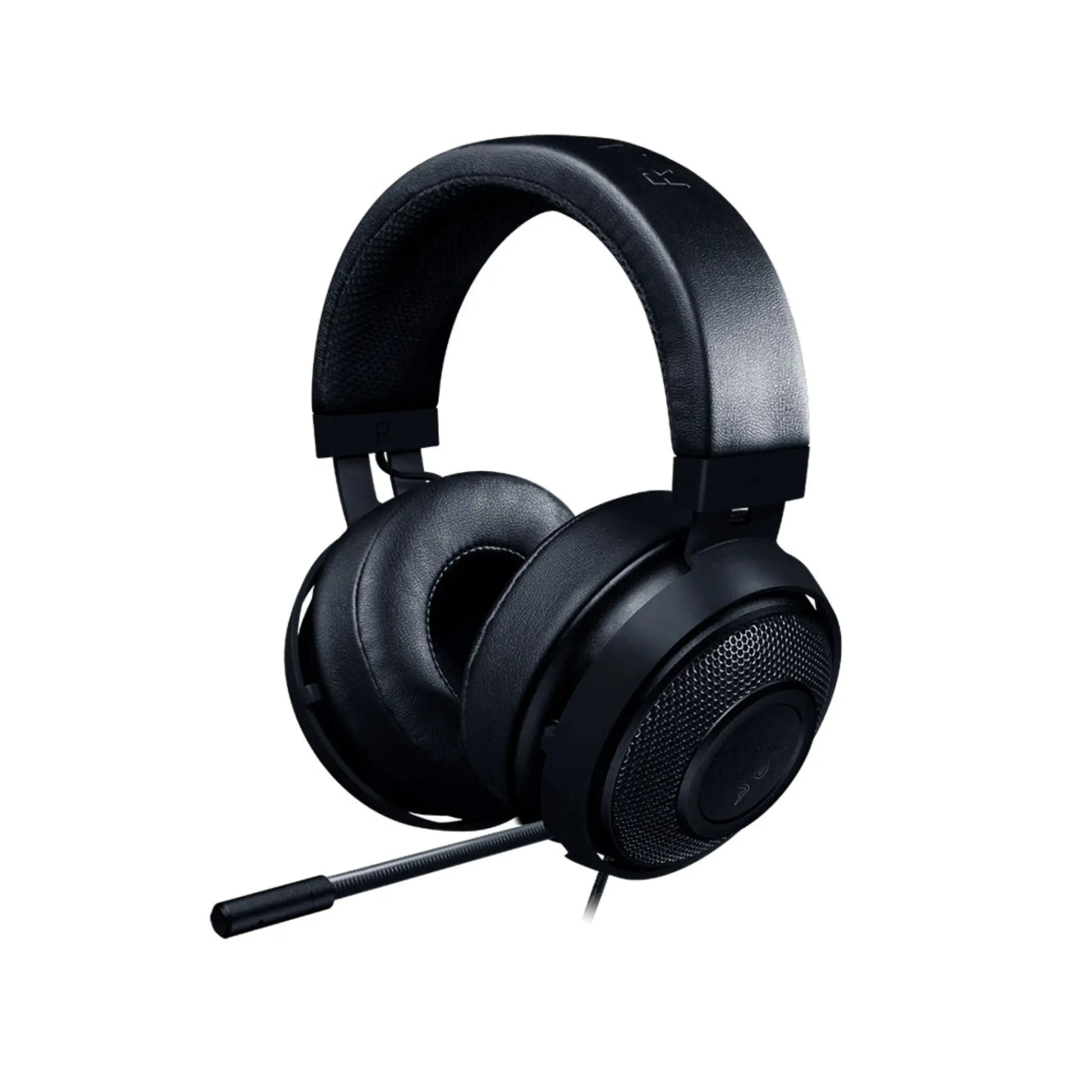 Das Bild zeigt das Razer Kraken Pro V2 Gaming-Headset in Schwarz aus der Schrägansicht. 